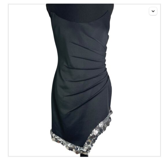 Black Embellished Sequin Mini Dress SHO by Tadashi Shoji XL Cocktail Party - Picture 2 of 4